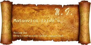 Matsovics Iziás névjegykártya